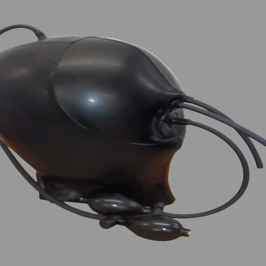 inflatable latex hood with nose pipes and breathing tube