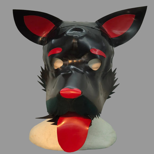 Handmade Latex Puppy Hood - Full Dog Mask with Detachable Jaw