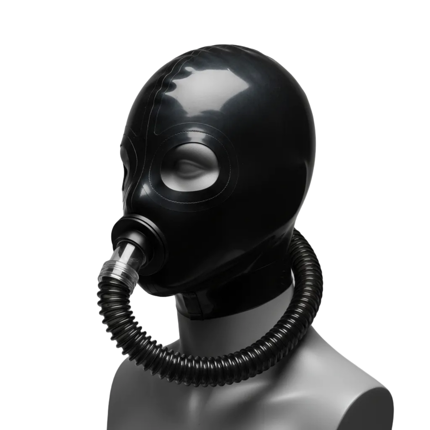 bondage latex rubber hood with air pipe