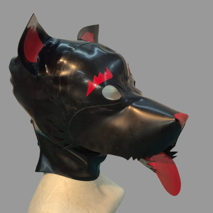 Handmade Latex Puppy Hood - Full Dog Mask with Detachable Jaw