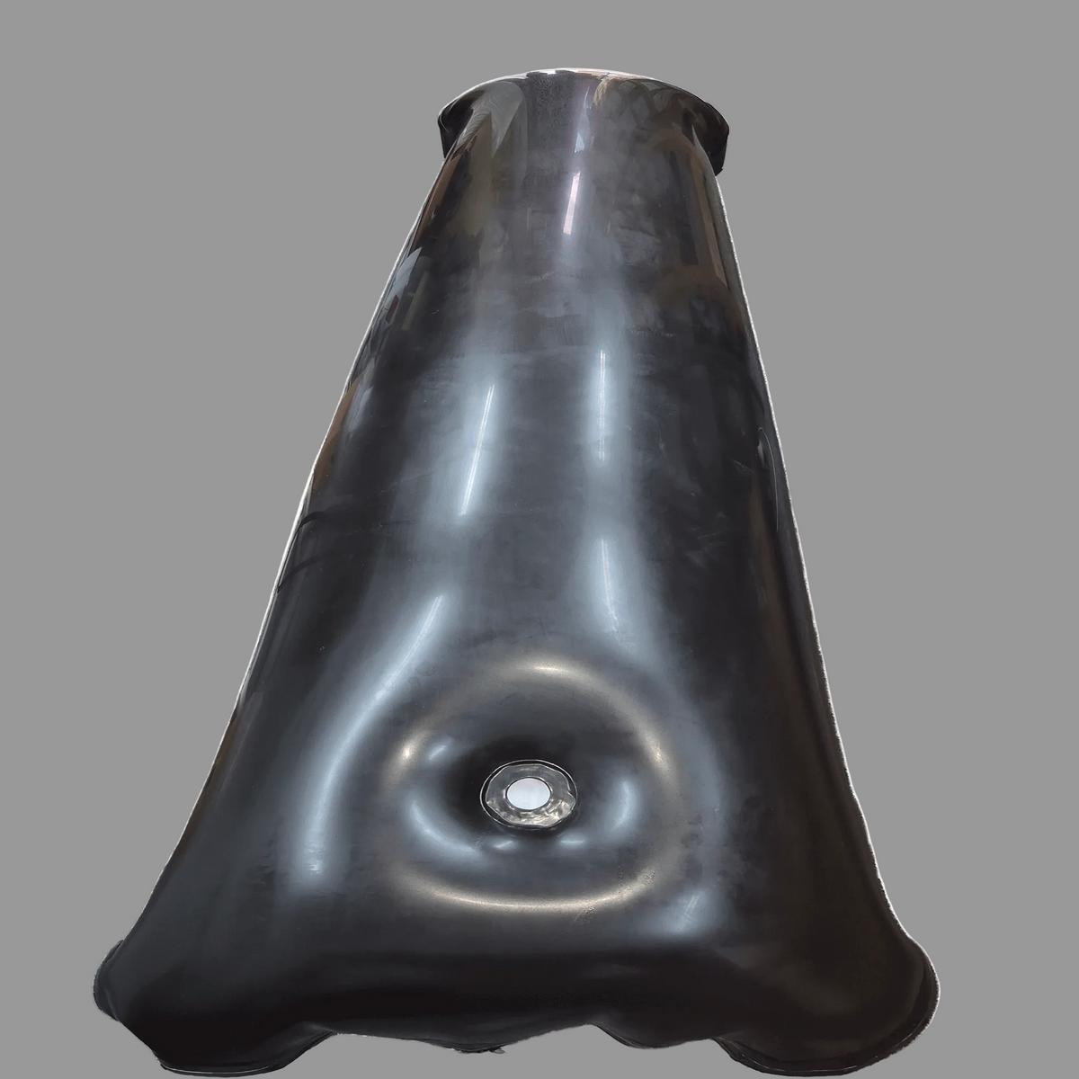 Handmade dual-chamber inflatable latex body bag with open mouthpiece, UK made"