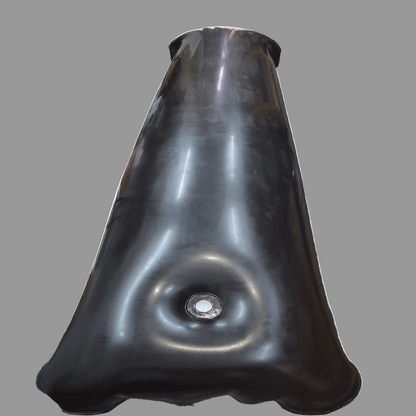 Handmade dual-chamber inflatable latex body bag with open mouthpiece, UK made"