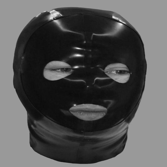  black latex bondage hood