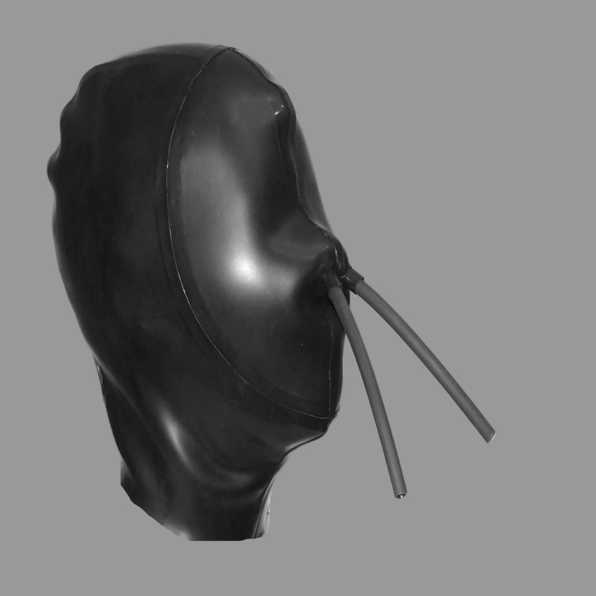 Hand made in the uk latex hood with nose pipes
