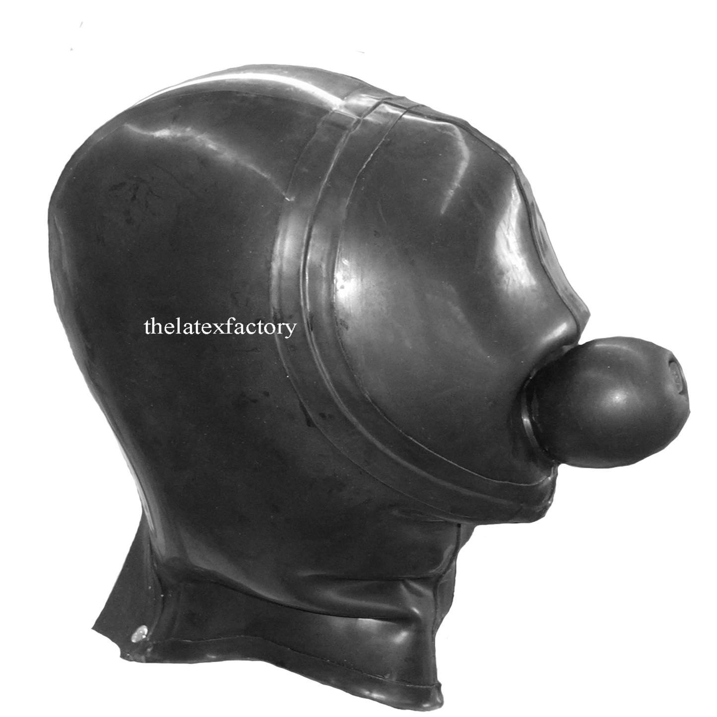 Inside view of inflatable latex  hood, showing internal construction