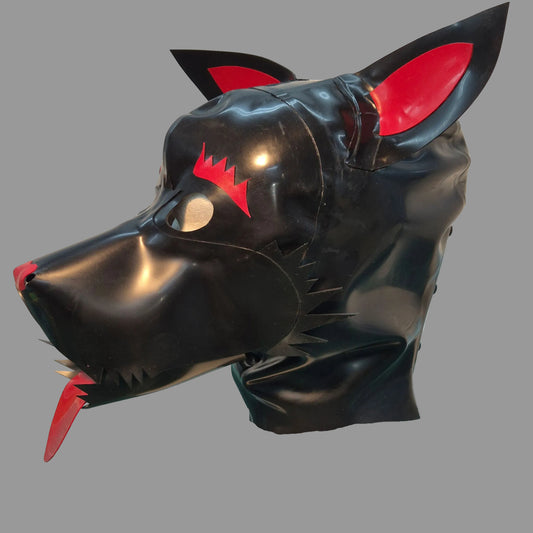 Handmade Latex Puppy Hood - Full Dog Mask with Detachable Jaw