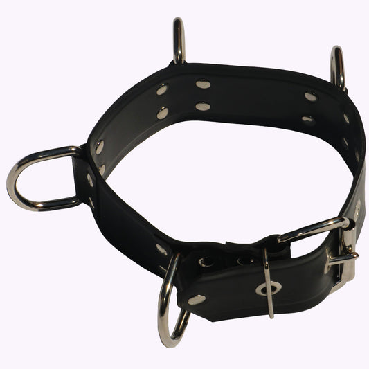 Heavyweight Latex Belt with Reinforced D‑Rings – 1.00 mm Latex, Canvas‑Backed, Handmade in the UK