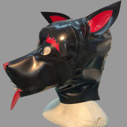 Handmade Latex Puppy Hood - Full Dog Mask with Detachable Jaw