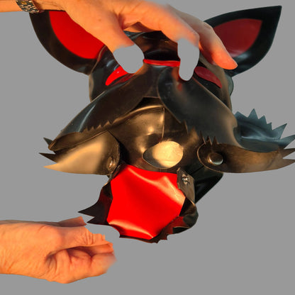 Handmade Latex Puppy Hood - Full Dog Mask with Detachable Jaw