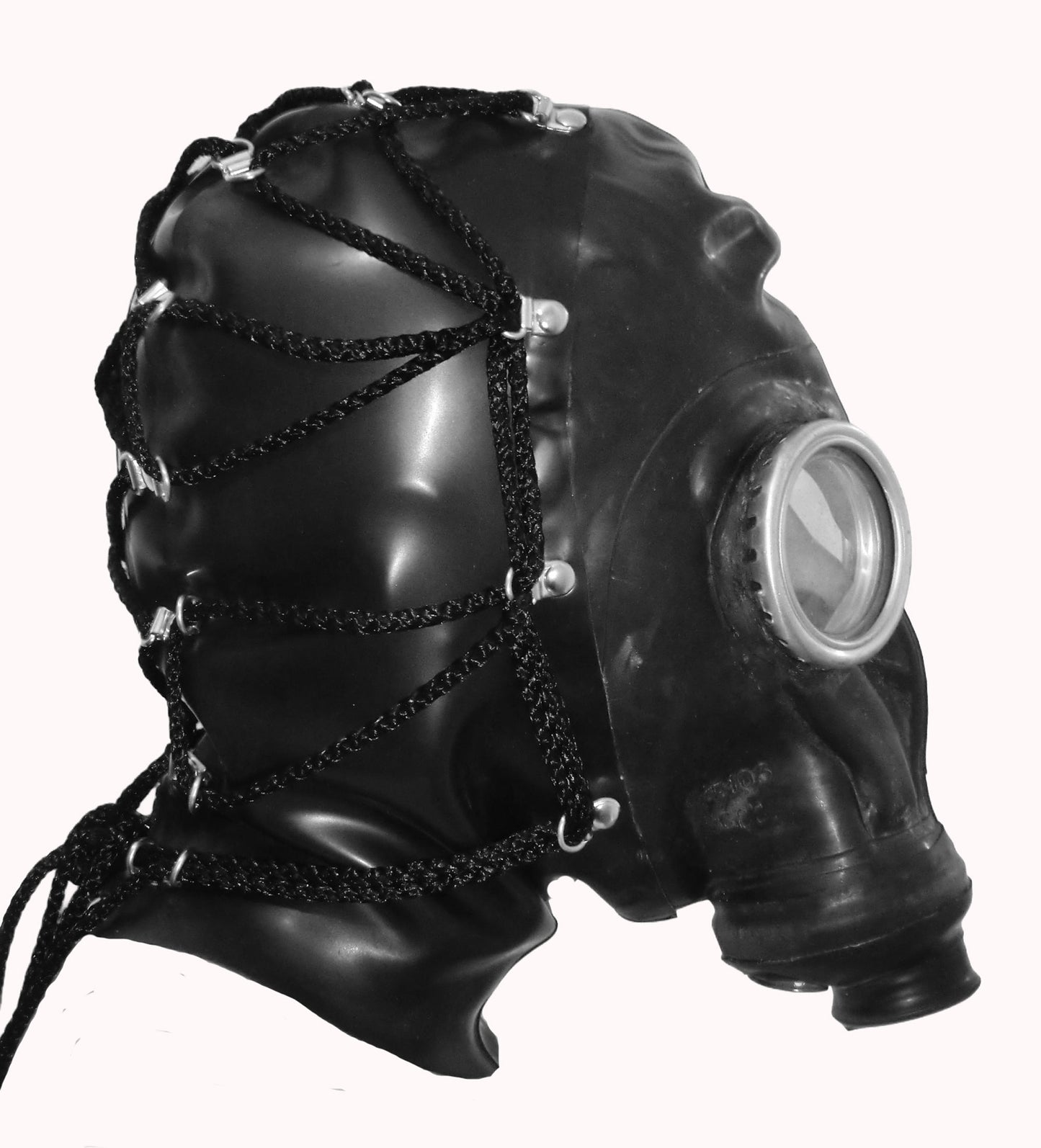 Russian GP-5 Gas Mask with zipped back and ties made in 1.00mm thick latex