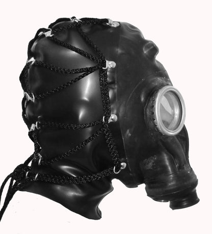 Russian GP-5 Gas Mask with zipped back and ties made in 1.00mm thick latex
