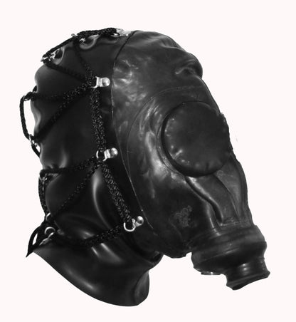 Russian GP-5 Gas Mask with zipped back and ties made in 1.00mm thick latex