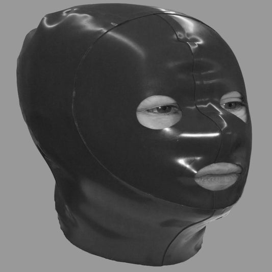  open eyes and mouth bondage hood
