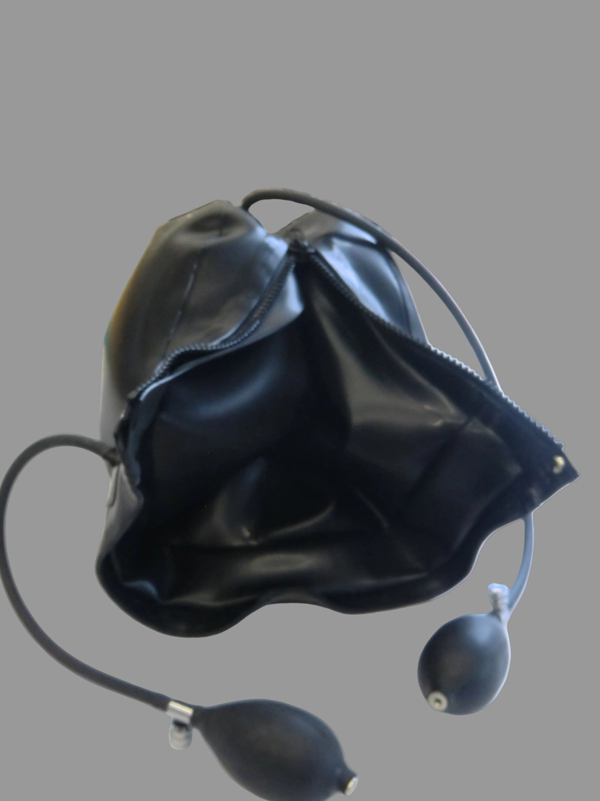back of a inflatable latex hand made hood