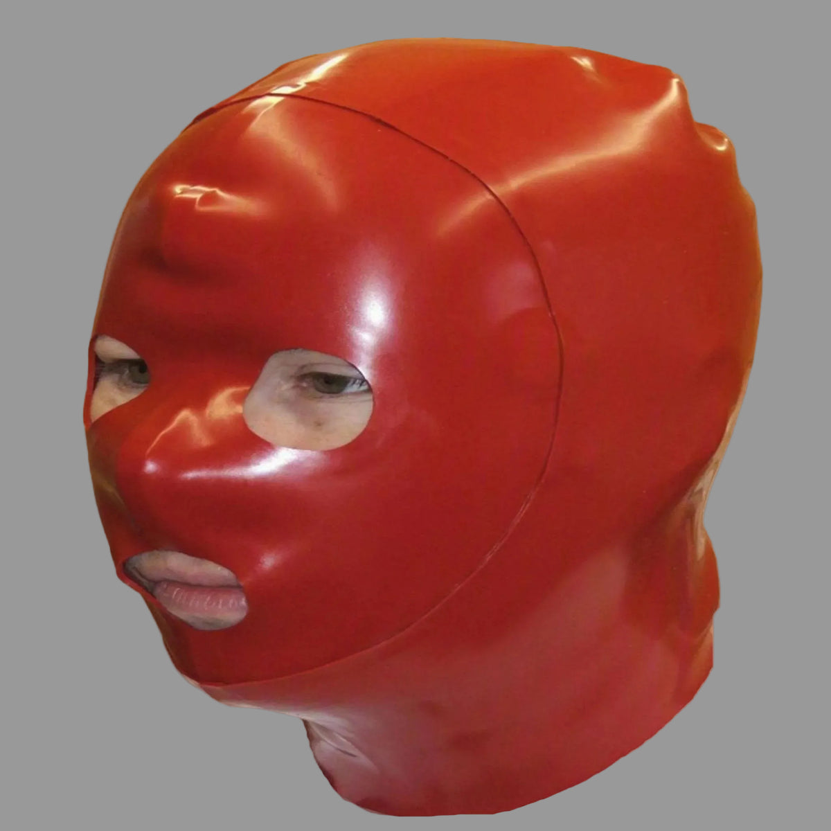 bondage latex hood in red