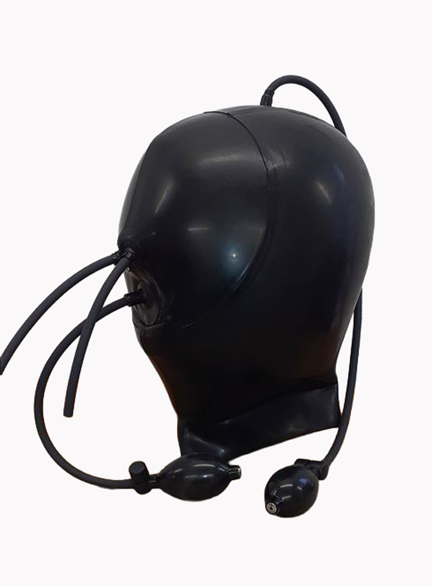 bondage inflatable hood with nose pipes
